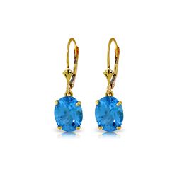 Genuine 6.25 ctw Blue Topaz Earrings 14KT Yellow Gold