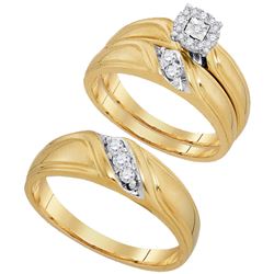 0.25 CTW Diamond Solitaire Matching Bridal Wedding Ring 10kt Yellow Gold