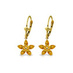 Genuine 2.8 ctw Citrine Earrings 14KT Yellow Gold