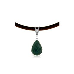 Genuine 15.51 ctw Green Sapphire Corundum & Diamond Necklace 14KT White Gold