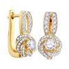Image 1 : 0.74 CTW Diamond Swirled Cluster Hoop Earrings 10kt Yellow Gold