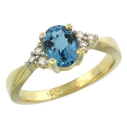 1.06 CTW London Blue Topaz & Diamond Ring 14K Yellow Gold