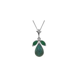 Genuine 9.3 ctw Green Sapphire Corundum & Emerald Necklace 14KT White Gold