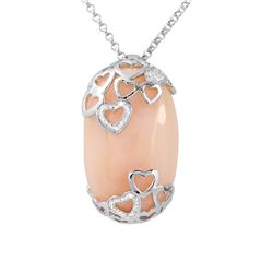 40.81 CTW Opal & Diamond Necklace 18K White Gold