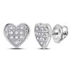 Image 1 : 0.05 CTW Diamond Heart Cluster Stud Earrings 10kt White Gold