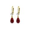 Image 1 : Genuine 6.63 ctw Ruby & Diamond Earrings 14KT Yellow Gold