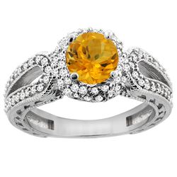 1.25 CTW Citrine & Diamond Ring 14K White Gold