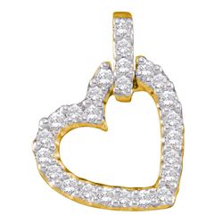 0.26 CTW Diamond Small Dangling Heart Pendant 14kt Yellow Gold