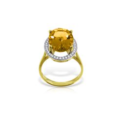 Genuine 5.28 ctw Citrine & Diamond Ring 14KT Yellow Gold