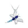 Image 1 : 0.90 CTW Oval Lab-Created Blue Sapphire Butterfly Bug Pendant 10kt White Gold