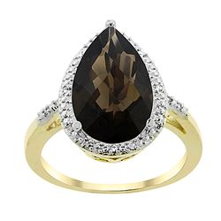 5.55 CTW Quartz & Diamond Ring 10K Yellow Gold