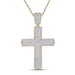 2.51 CTW Diamond Cross Charm Pendant 10kt Yellow Gold