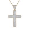 Image 1 : 2.51 CTW Diamond Cross Charm Pendant 10kt Yellow Gold