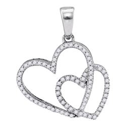 0.20 CTW Diamond Double Heart Pendant 10kt White Gold