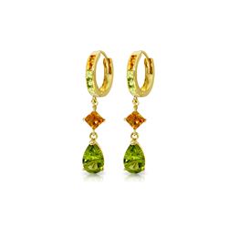 Genuine 5.15 ctw Peridot & Citrine Earrings 14KT Yellow Gold