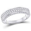 Image 1 : 1.16 CTW Diamond 2-Row Wedding Ring 14kt White Gold