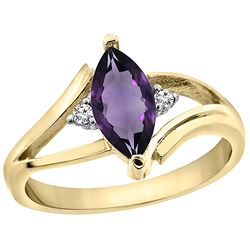 1.04 CTW Amethyst & Diamond Ring 14K Yellow Gold