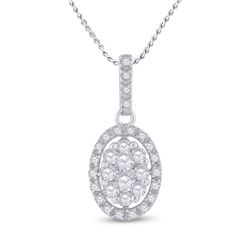 0.50 CTW Diamond Oval Cluster Pendant 14kt White Gold