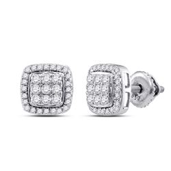 0.51 CTW Diamond Square Cluster Earrings 10kt White Gold