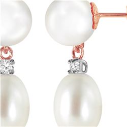 Genuine 10.10 ctw Pearl & Diamond Earrings 14KT Rose Gold