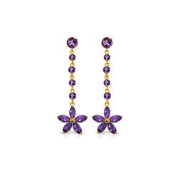 Genuine 4.8 ctw Amethyst Earrings 14KT Yellow Gold