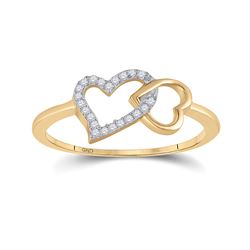 0.05 CTW Diamond Double Heart Ring 10kt Yellow Gold