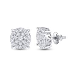 1.49 CTW Diamond Cluster Earrings 14kt White Gold