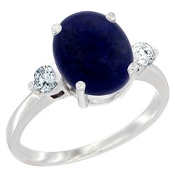 2.70 CTW Lapis Lazuli & Diamond Ring 10K White Gold