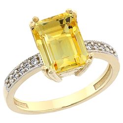 3.70 CTW Citrine & Diamond Ring 14K Yellow Gold