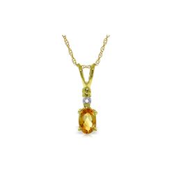 Genuine 0.46 ctw Citrine & Diamond Necklace 14KT Yellow Gold