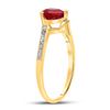 Image 4 : 1.01 CTW Heart Lab-Created Ruby Solitaire Diamond-accent Bypass Ring 10kt Yellow Gold