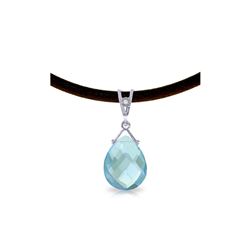 Genuine 6.51 ctw Blue Topaz & Diamond Necklace 14KT White Gold
