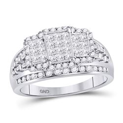 1.06 CTW Diamond Triple Cluster Ring 10kt White Gold