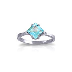 Genuine 1.77 ctw Blue Topaz & Diamond Ring 14KT White Gold