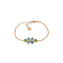 Genuine 3.15 ctw Blue Topaz & Peridot Bracelet 14KT Rose Gold