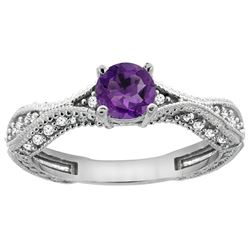 0.67 CTW Amethyst & Diamond Ring 14K White Gold