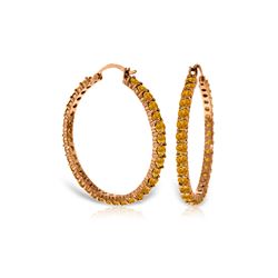 Genuine 6 ctw Citrine Earrings 14KT Rose Gold