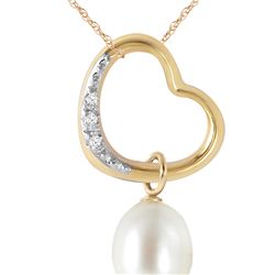 Genuine 4.03 ctw Pearl & Diamond Necklace 14KT Yellow Gold