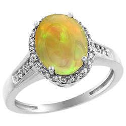 1.97 CTW Ethiopian Opal & Diamond Ring 14K White Gold