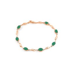 Genuine 3.51 ctw Emerald & Diamond Bracelet 14KT Rose Gold