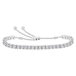 0.50 CTW Diamond Studded Bolo Bracelet 10kt White Gold