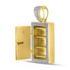 Image 4 : 1.33 CTW Diamond Bank Safe Vault Charm Pendant 10kt Yellow Gold