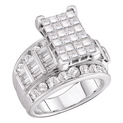 5 CTW Diamond Cluster Bridal Wedding Engagement Ring 14kt White Gold