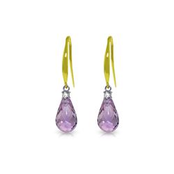 Genuine 4.6 ctw Amethyst & Diamond Earrings 14KT Yellow Gold