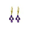 Image 1 : Genuine 3 ctw Amethyst Earrings 14KT Yellow Gold