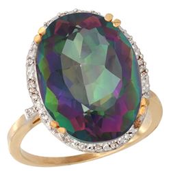 13.71 CTW Mystic Topaz & Diamond Ring 14K Yellow Gold