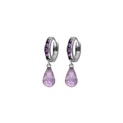 Genuine 5.35 ctw Amethyst Earrings 14KT White Gold