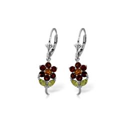 Genuine 2.12 ctw Multi-gemstones Earrings 14KT White Gold