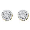 Image 1 : 0.73 CTW Diamond Flower Cluster Screwback Earrings 14kt Yellow Gold