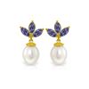 Image 1 : Genuine 9.5 ctw Tanzanite & Pearl Earrings 14KT Yellow Gold